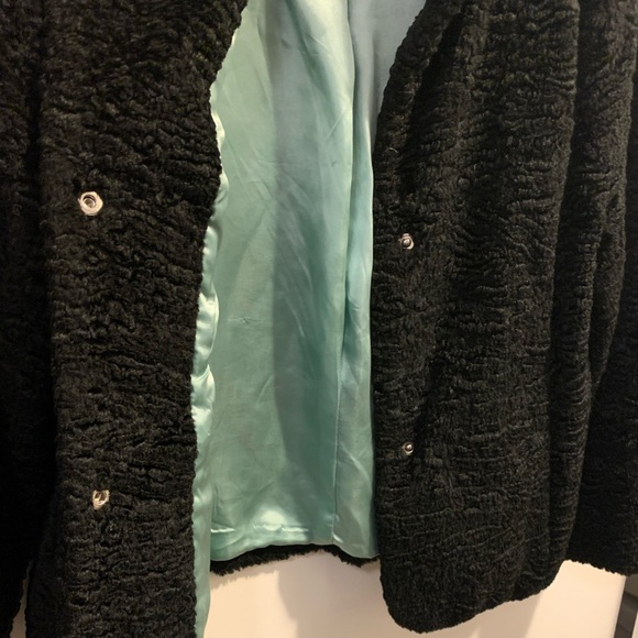 Vintage GAP faux Persian lamb fur black jacket  M - Picture 3 of 6
